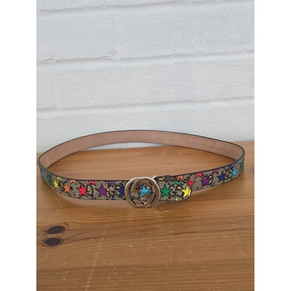 Gucci Kids' GG Supreme Star Print Belt Size L 6-8 Years 24